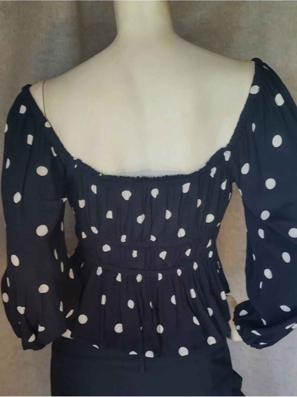 J. Crew Puff Sleeve Drapey Crepe Top in Polka Dots Size L